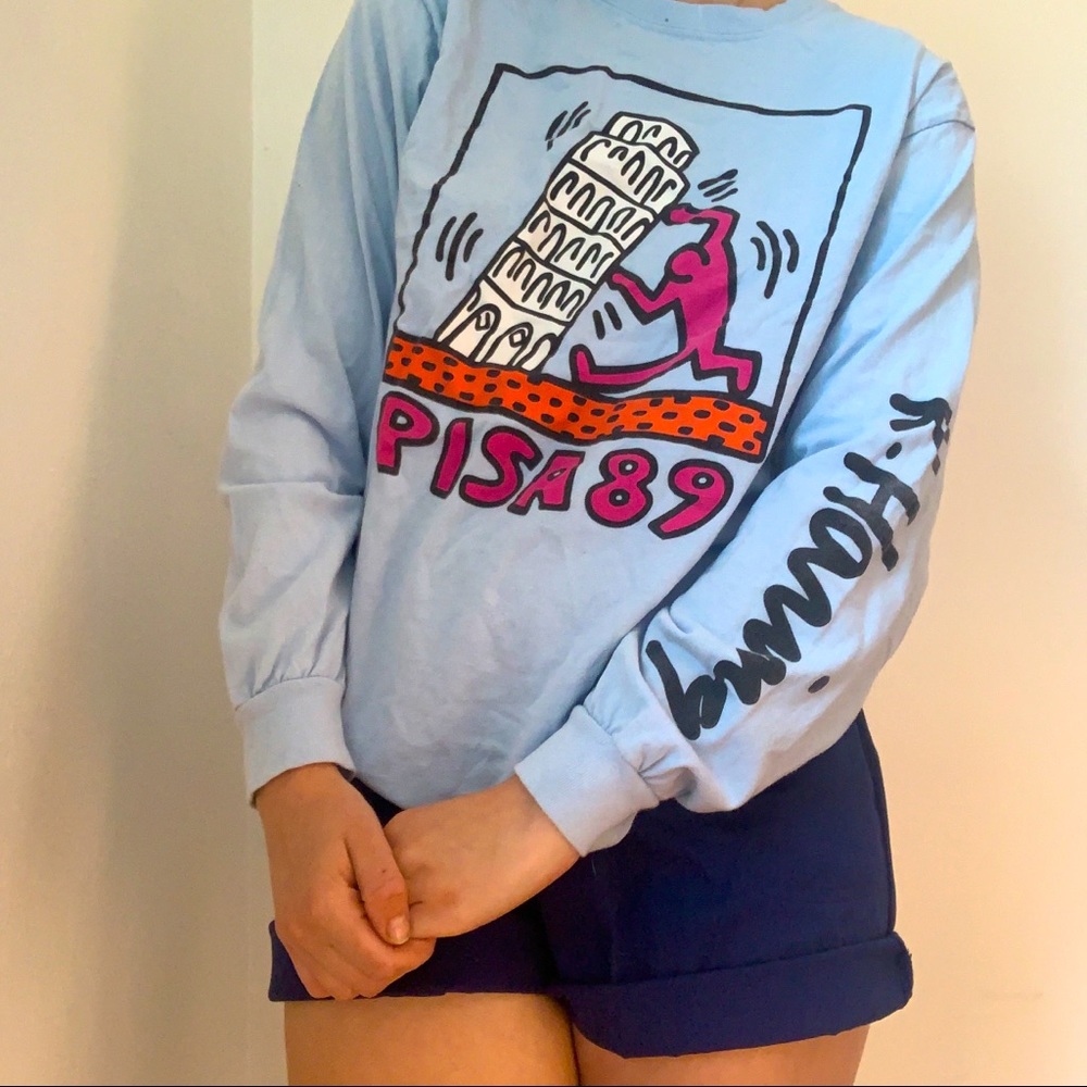 Keith Haring Long Sleeve Tower of Pisa Tshirt